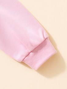 SHEIN 年轻女孩粉色长袖圆领运动衫，带激光切割 3D 蝴蝶结细节，适合秋冬季节 - 粉色 - 查看 4