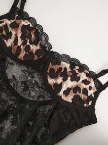 Hauture 别致的蕾丝豹纹吊带迷你连衣裙 - 彩色 - 查看 7