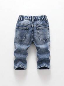 Baby Boys Medium Wash Elastic Denim Jeans - Dark Wash - View 2