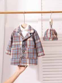 Áo khoác kẻ sọc dài vừa phải cho bé gái, quần áo mùa đông - Nhiều màu - Xem 1