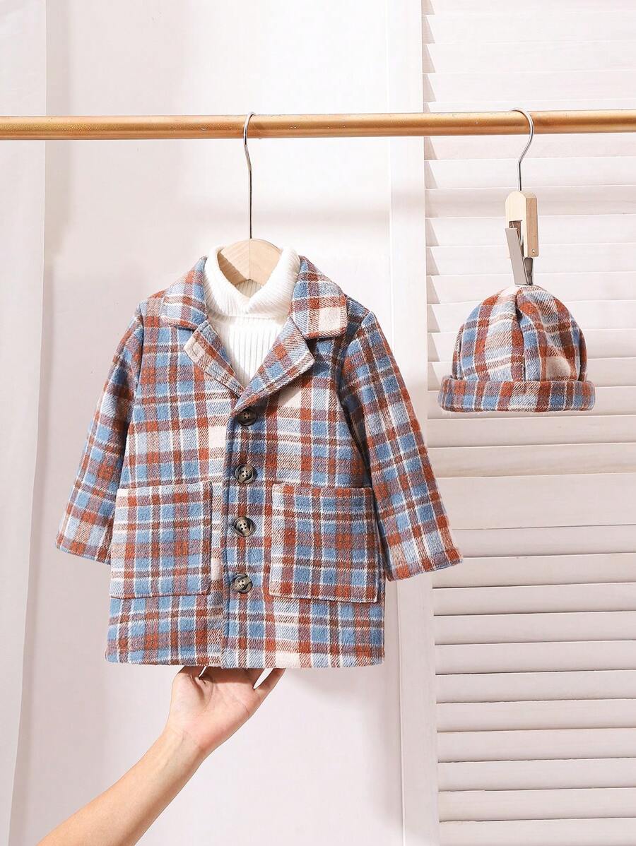 Áo khoác kẻ sọc dài vừa phải cho bé gái, quần áo mùa đông - Nhiều màu - Xem 1