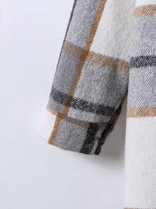 青少年女孩秋冬季长款格子外套 - 杏色 - 查看 4