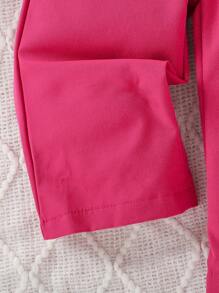 3pcs/Set Baby Girl Elegant Floral Front Casual Outfits, Spring & Fall - Hot Pink - View 8