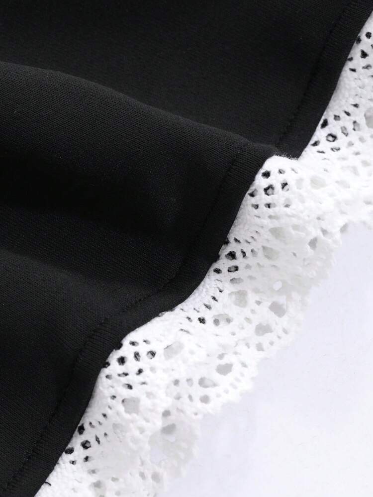 Women's Lace Patchwork Cinched Waist Loose Bermuda Shorts