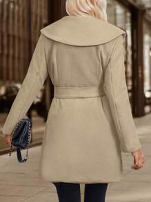 SHEIN Clasi Women's Solid Color Button Front Long Sleeve Pocket Casual Jacket