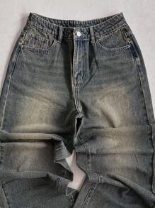DAZY Quần Jeans Dài Xòe Rộng Cho Nữ - Màu xanh bụi bặm - Xem 7