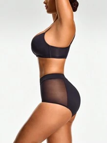 SHAPORA Quần lót định hình eo giữa Shapewear Brief Bottom Body Shaper Butt Lifter-Quần lót kiểm soát eo bụng - màu đen - Xem 4