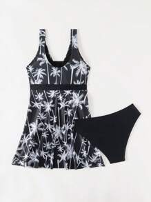 Swim Lushoire Women's Camisole Tankini Top With Random Palm Tree Print Summer