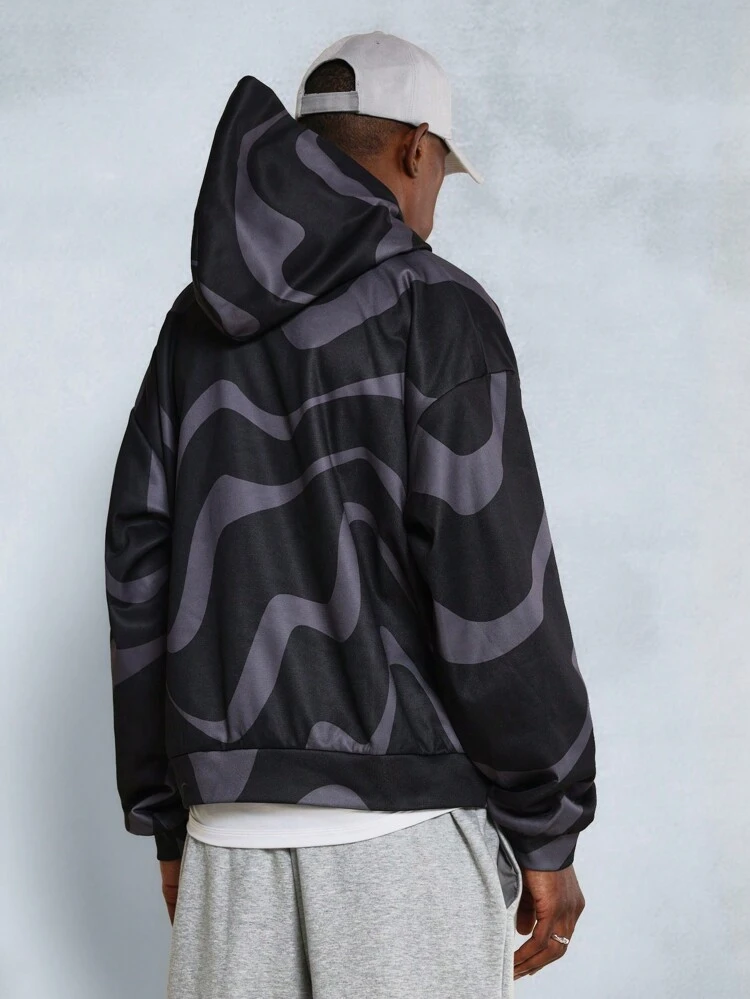 Oversized Heavyweight All Over Abstract Print Hoodie