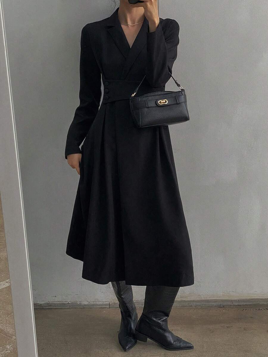 DAZY Women Long Blazer Style Dress, For Fall And Winter Long Sleeve Dress