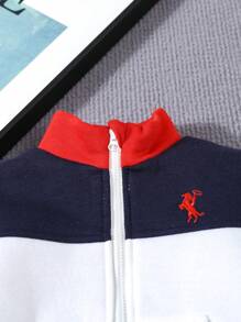 Babyjungen Freizeitjacke mit Patchwork, westlicher Stickerei Denim Außenjacke, Herbst/Winter