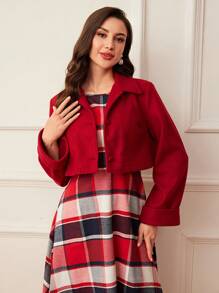 Vintamour 2 pièces Robe fourreau et ensemble veste en tweed pied-de-poule vintage élégant pour femme, tenue femme rouge de Thanksgiving, jupe longue deux pièces pour femme en automne, robe de Noël élégante pour femme, robe d'hiver pour femme, ensemble costume femme hiver