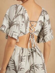 L'Amorae Áo liền quần tay lá xếp nếp hở lưng - Nhiều màu - Xem 4