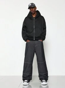 SUMWON Straight Fit Stripe Jean - Black - View 2