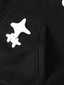 Manfinity EMRG sweat-shirt à capuche zippé avec imprimé slogan pour hommes, pour une utilisation casual, automne/hiver, sortie, manches longues, zip complet, idéal pour les amis, le mari, le petit-ami