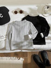 SHEIN Leap Crew Bộ 2 áo len dày giữ nhiệt ấm áp cho bé trai và bé gái, mùa thu và đông - Nhiều màu - Xem 2