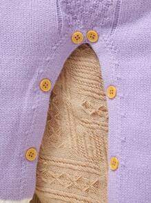 淡紫色梦幻婴儿连体衣，甜美蝴蝶提花花朵，精致荷叶边领口，长袖保护宝宝娇嫩的皮肤，开裆设计方便更换尿布，可爱的母子时光 - 淡紫色 - 查看 5