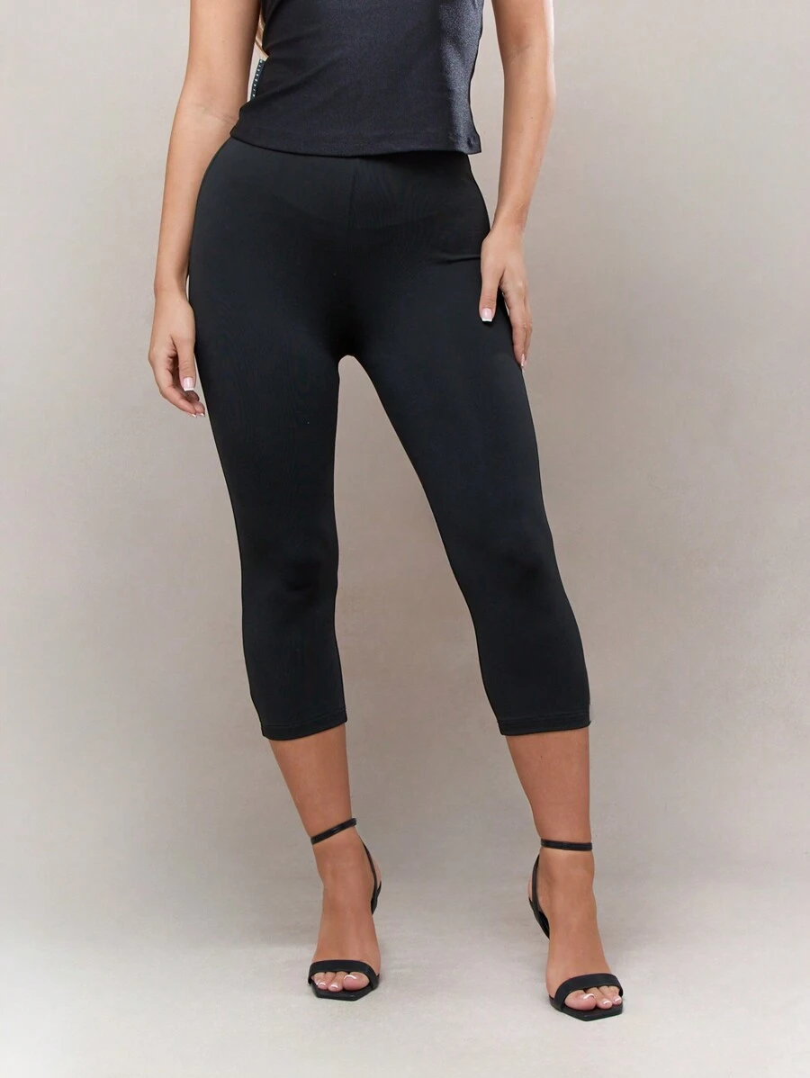 MISSGUIDED Street High Leg Capri Leggings - Black - View 1