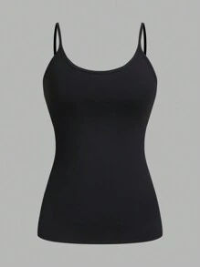 SHEIN EZwear Áo ba lỗ dệt kim nhiều màu cho nữ - Đen và trắng - Xem 8