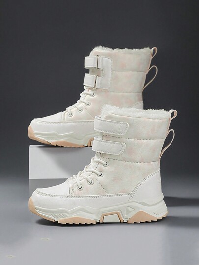 زوج من بوت الشتاء الدافئة للأطفال، مقاومة للماء ومانعة للانزلاق، بوت ثلج جميلة للبنات الصغيرات