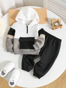 2pcs/Set Baby Boy/Girl All-Match Sportswear Hoodie And Pants Set, Casual Chic Streetwear Outfit For Daily Wear And Outdoor Activities