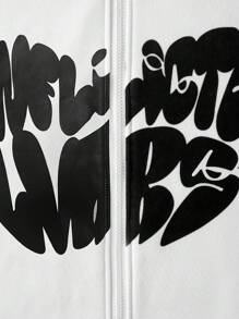 Manfinity Hypemode 男士秋冬季字母图案连帽保暖内衬运动衫 - 白色 - 查看 5