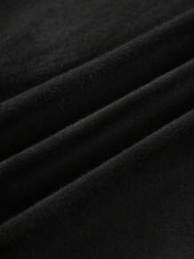 SHEIN EZwear 休闲简约万圣节女巫图案宽松圆领短袖 T 恤，适合万圣节派对 - 黑色 - 查看 6