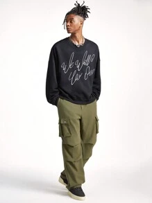 Manfinity VCAY Pantalón cargo de unicolor casual para hombres