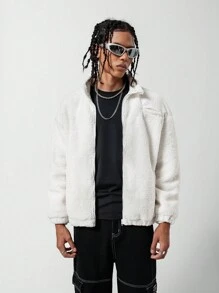 SHEIN Explorewe 青少年男孩舒适休闲连帽毛绒夹克