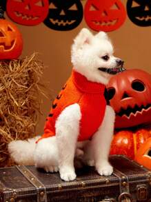 PETSIN 1 buc. Animal de companie Halloween Negru Portocaliu Contrast Scheleton Cozy Warm Dog Pulover