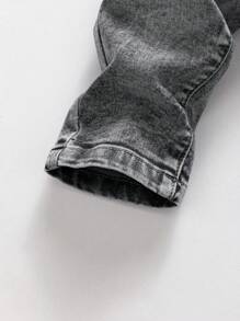 SHEIN 男婴中号水洗弹力牛仔裤 - 灰色 - 查看 4