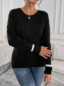 EMERY ROSE 大码经典圆领长袖针织毛衣