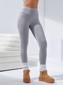 VARSITIE Gray High Waist Tight Women Casual Leggings - Light Grey - View 4