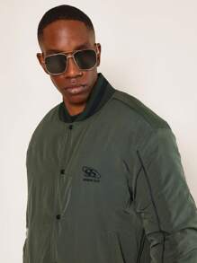 SUMWON 大学风格飞行员夹克，带有数字 7 复古运动优质运动标志经典街头服饰外套轻便秋季春季 - 綠色 - 查看 4