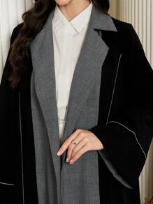 Al Najma Áo Abaya cổ bẻ tay dài màu trơn dành cho nữ, thời trang giản dị thanh lịch, trang trọng, dành cho trang phục thường ngày/công sở/tiệc tối - Nhiều màu - Xem 5