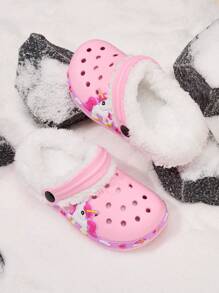 Girls Cozy & Fashionable Lightweight Warm Plush Slip-On Shoes, Winter, For Christmas - Pink - View 5