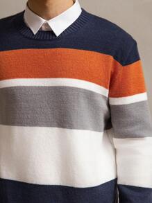 Manfinity Homme Men Solid Color Patchwork Long Sleeve Casual Knitwear - Multicolor - View 2