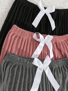 EURMUSE 3pcs  Lace&Ribbon Detail Sleep Bottom Set - Multicolor - View 6
