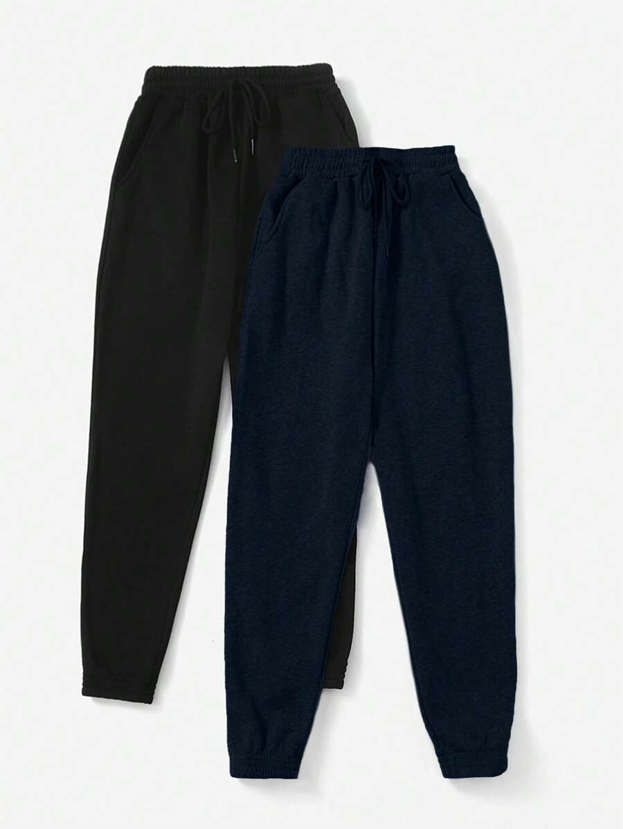 SHEIN Cottnline Women's Solid Color Drawstring Waist Loose Casual Sweatpants - Multicolor - View 1