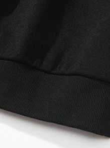 SHEIN Unity Áo nỉ chui đầu kiểu dáng thường ngày, họa tiết bí ngô và chữ cái chủ đề Halloween, thích hợp cho mùa thu. - màu đen - Xem 7