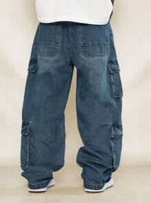 SUMWON 滑板版工装牛仔裤 - 藍色 - 查看 4