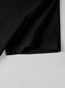 ROMWE Fairycore Mushroom & Eye Pattern Printed Slim Fit Short Sleeve T-Shirt - Black - View 3