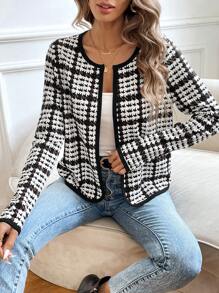 SHEIN Privé 女士休闲千鸟格印花夹克，秋季