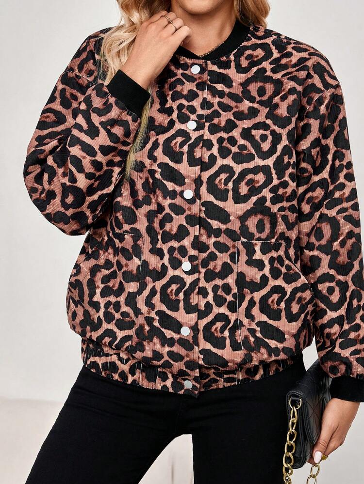 Leopard Print Flattering Flower Waist Cinching Jacket