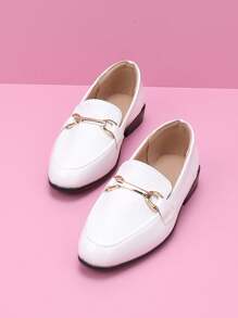 Kids Simple Pointed Toe Formal Dress Shoes Flat White Leather Shoes For Boys