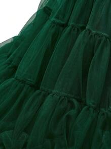 Rok Tutu Jala Mengembang Kasual Elegan Lucu untuk Anak Perempuan Remaja - Dark Green - View 4
