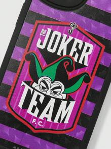 Harley Quinn | ROMWE Custodia per telefono a blocchi di colore a righe con stampa di cartoni animati e lettere, nera - nero - Visualizzare 2