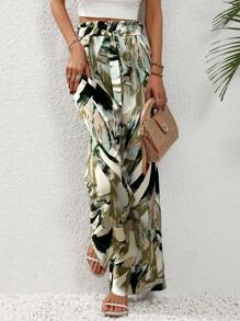 SHEIN LUNE 1 条系腰裙和 1 条随机印花七分裤，休闲度假装