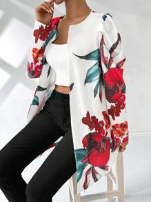 SHEIN Clasi Floral Gigot Sleeve Regular Jacket For Women