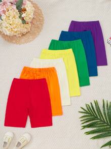 SHEIN 7 chiếc/gói quần legging dài vừa phải cho bé gái, mùa hè - Nhiều màu - Xem 2